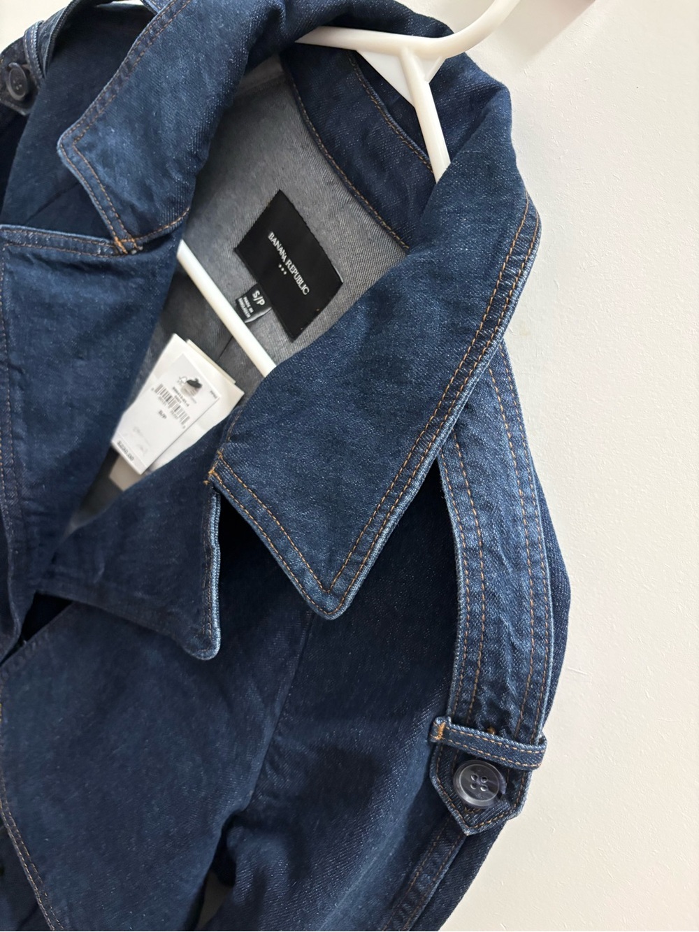Banana Republic Dark Blue Denim Trench Style Jacket - Picture 3 of 6